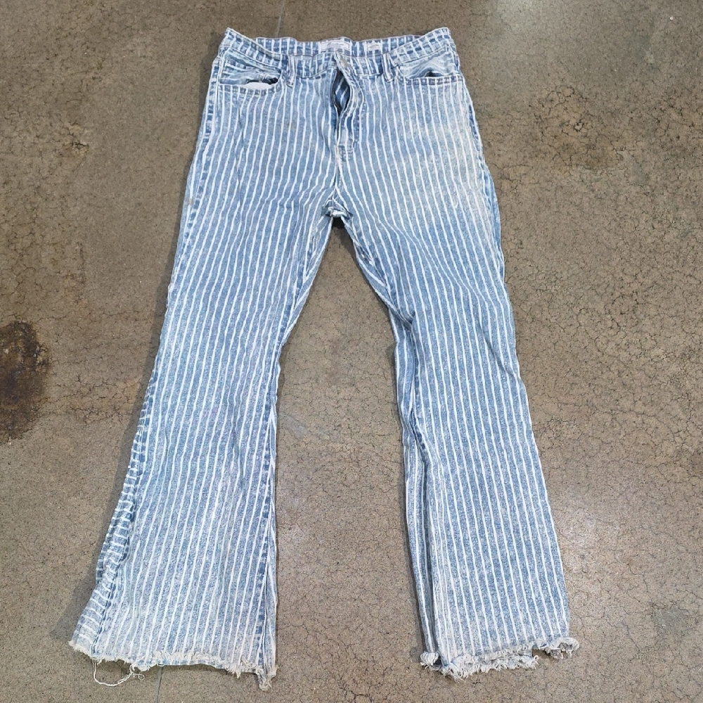 KanCan Light Blue Striped Flare Jeans